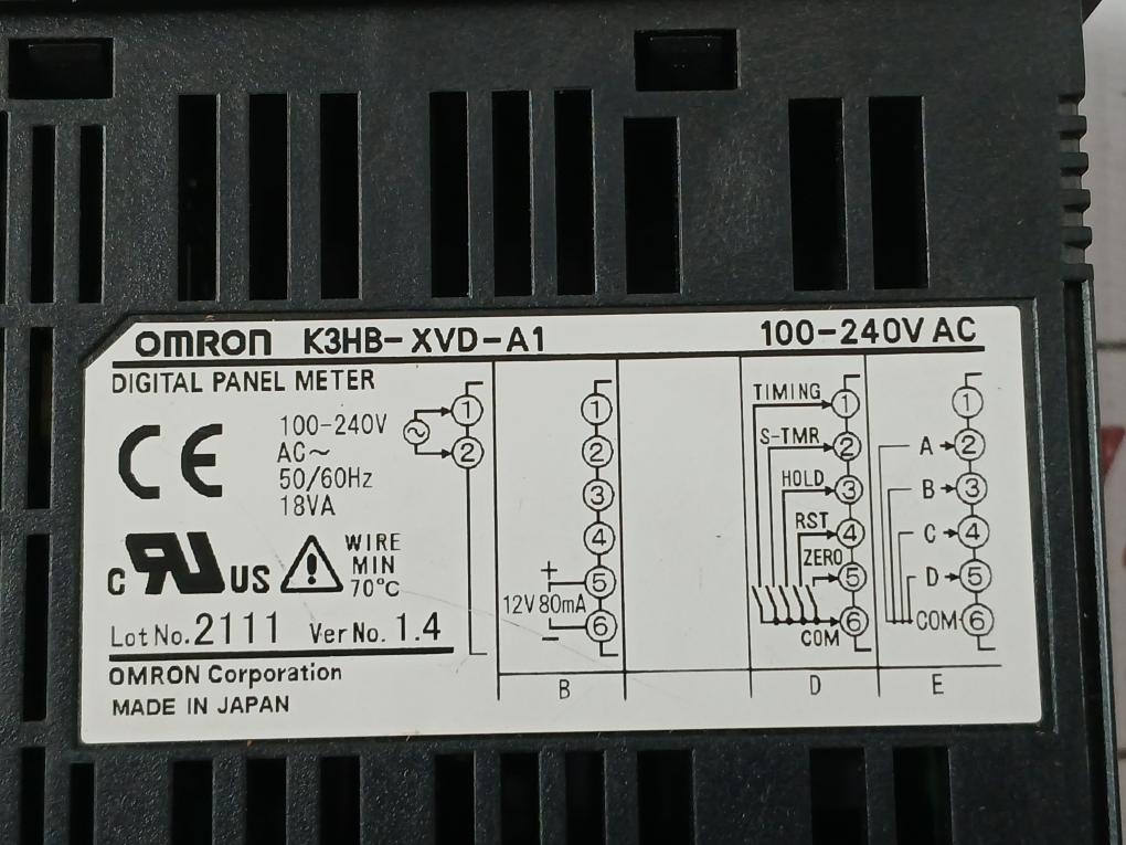 K3Hb-xvd-a1 A1 Digital Panel Indicator Omron 100-240Vac 70?C 50/60Hz