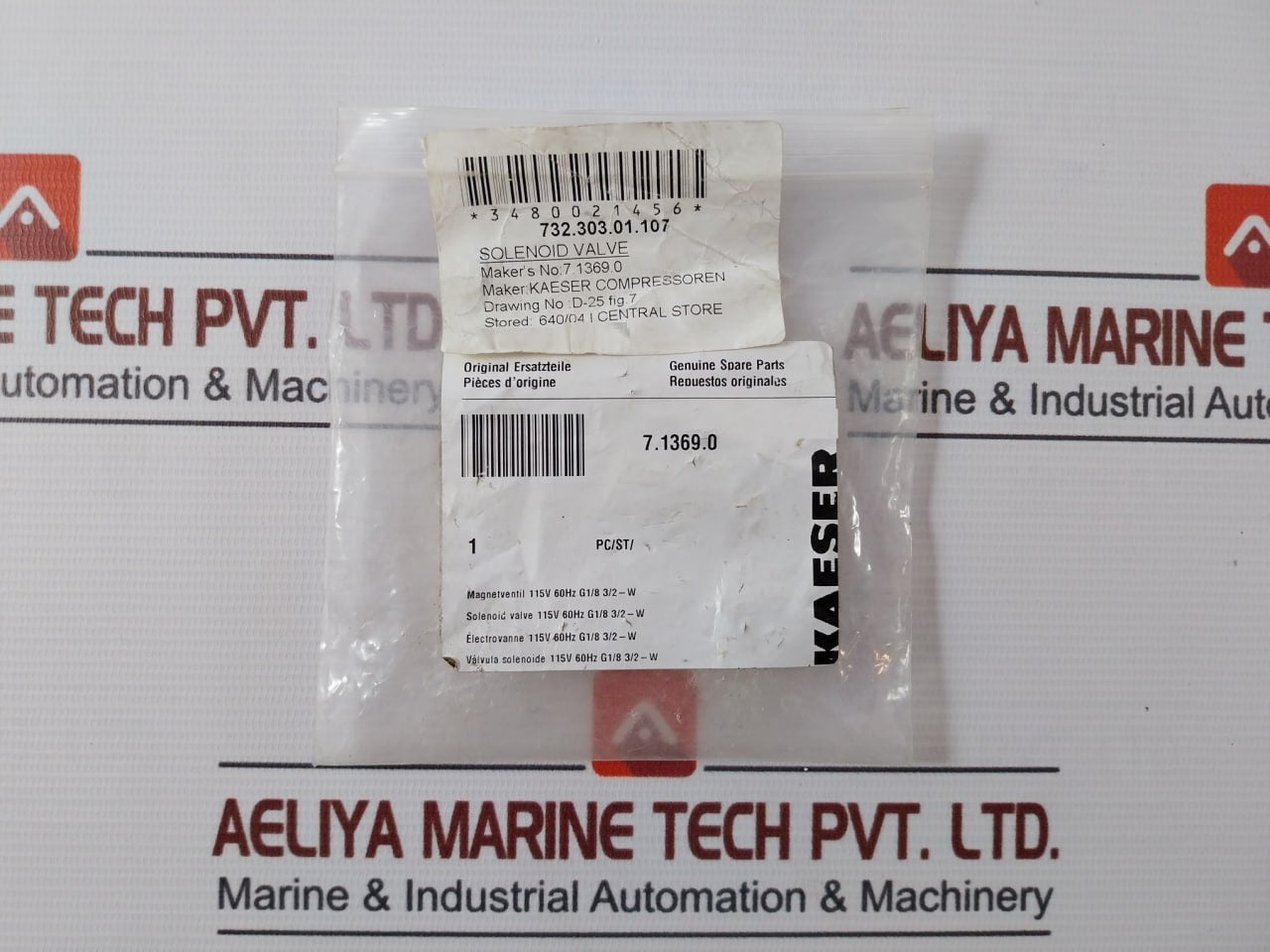 Kaeser Kompressoren 0311 C 1,0 Fkm Ms Pneumatic Solenoid Valve 115V 60 Hz 8W