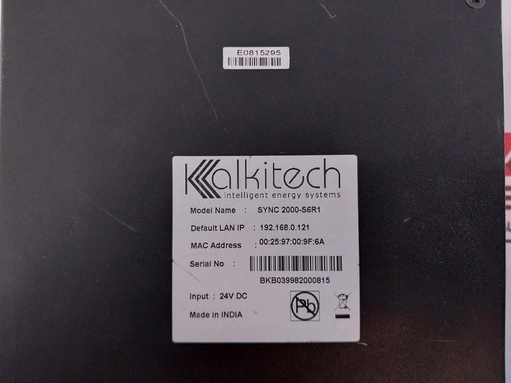 Kalkitech Sync 2000-s6R1 Substation Protocol Gateway E0815295 24V Dc