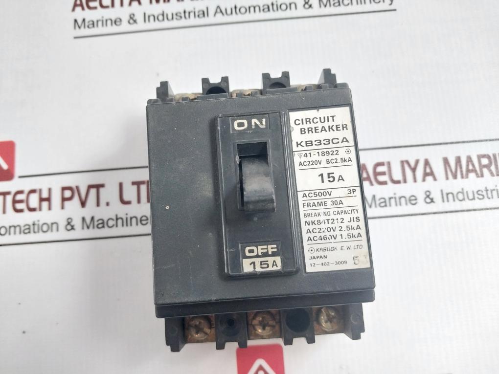 Kasuga Kb33Ca 3-pole Circuit Breaker Ac220V Bc2.5Ka Ac500V Nk84T212 Jis