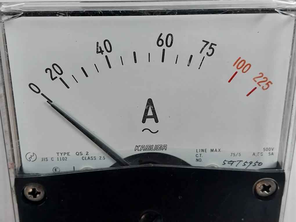 Kasuga Qs 2 Analog Panel Ammeter 0-75/225A 500V