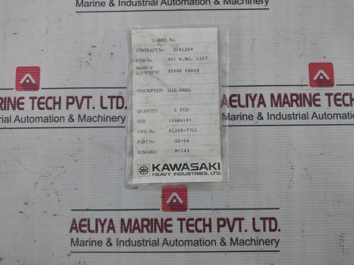Kawasaki 130 160 14 Oil Seal Part No- Gs-64