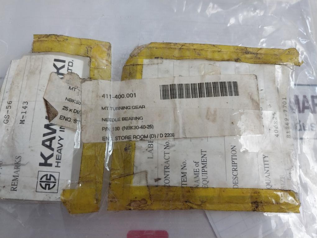 Kawasaki 130 (Nbk30-40-25) Needle Bearing Gs-56 Diameter 40X25