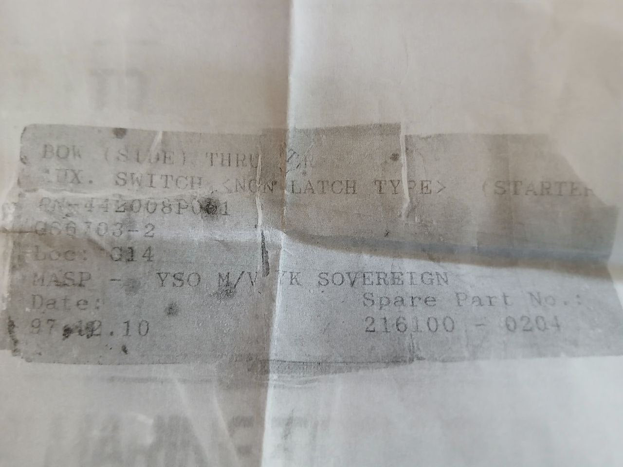 Kawasaki 442008P001 Auxiliary Switch 72. 12 2 216100-0204