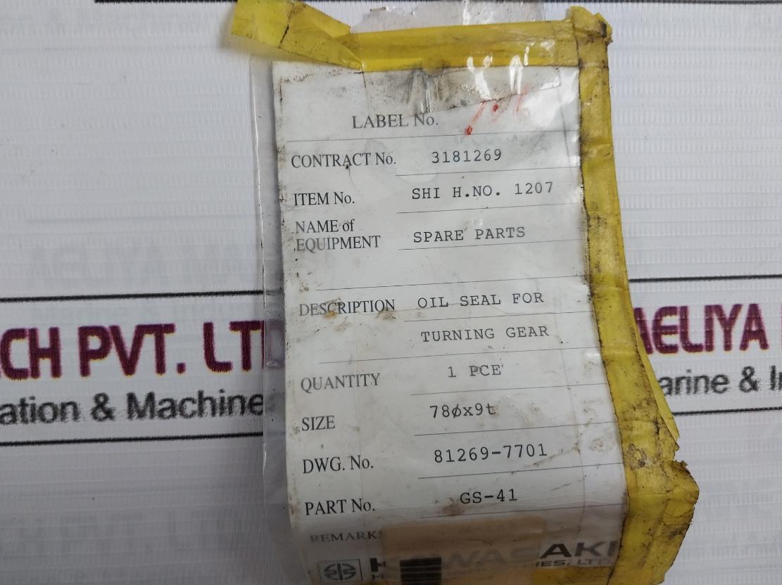 Kawasaki Ar3204E Oil Seal For Turning Gear