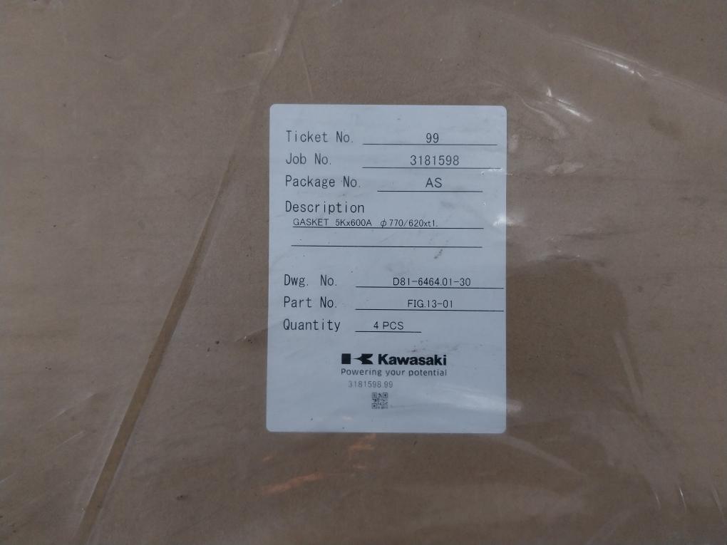 Kawasaki Fig.13-01 Main Condenser Gasket 5Kx600A 620Xt1