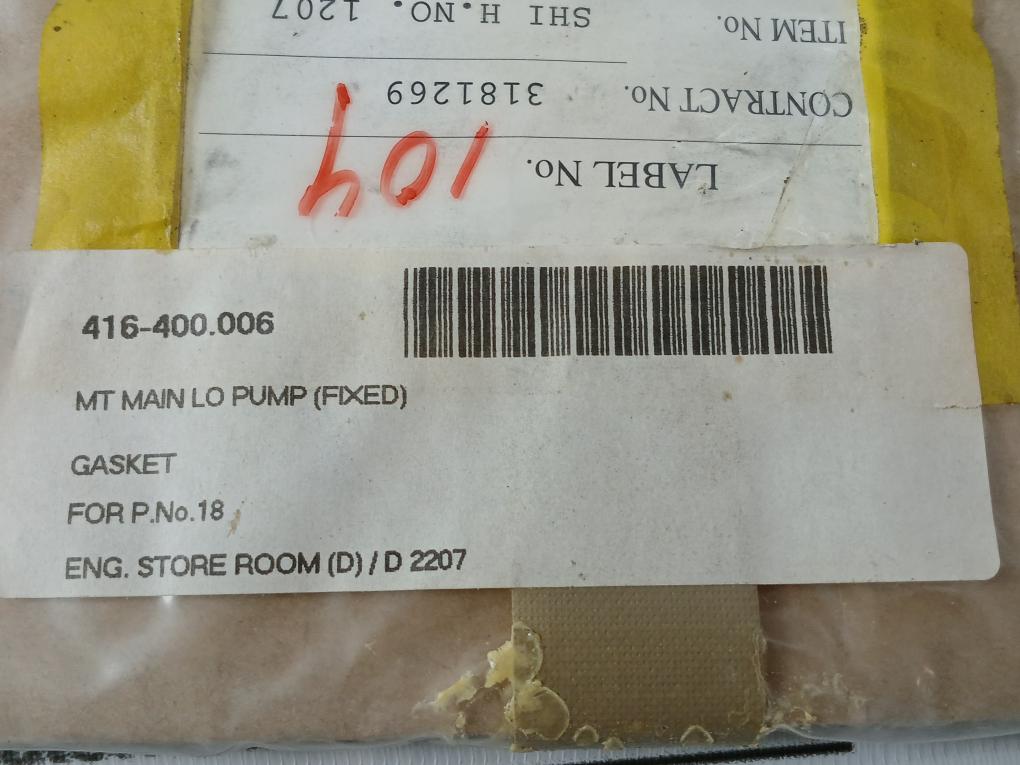 Kawasaki Gs-54 Gasket For Mt Main Lo Pump Size 224Ø