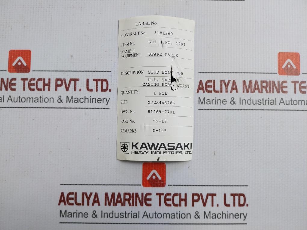 Turbine Casing Horizontal Joint Ts-19 M72X4X348L Kawasaki Stud Bolt For M72