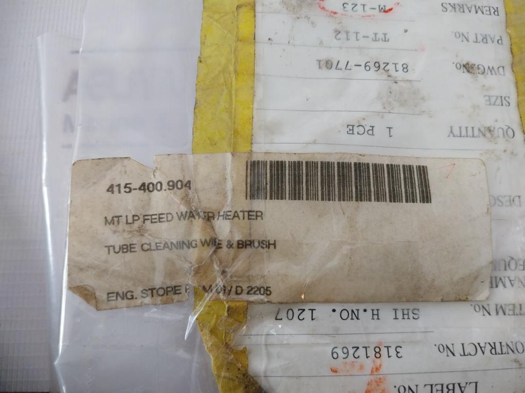 Kawasaki Tt-112 Tube Cleaning Wire & Brush For Mt Lp Feed Water Heater M-123