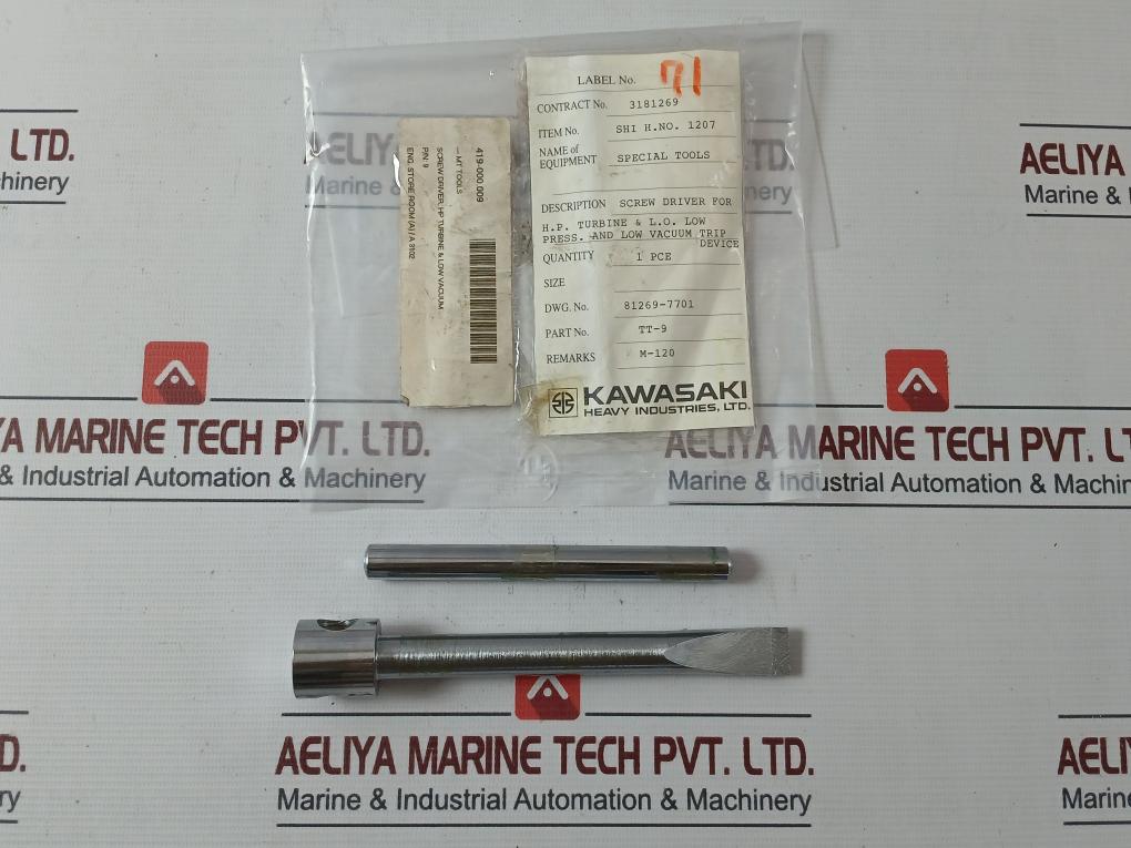 Kawasaki Tt-9 Screwdriver Set For H.P. Turbine &amp; L.O. Trip Device M-120