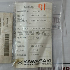 Kawasaki Tt-9 Screwdriver Set For H.P. Turbine &amp; L.O. Trip Device M-120