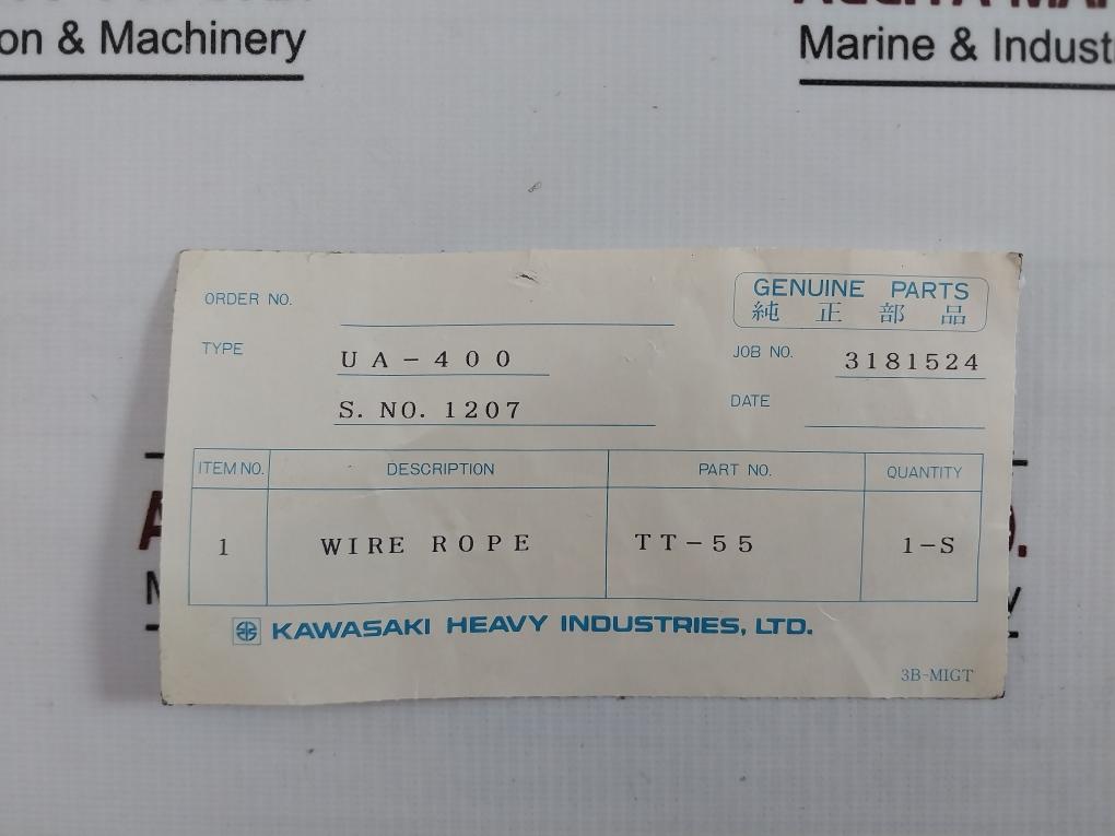 Kawasaki Ua-400 Wire Rope Tt-55 1,3,4 3B-migt 419-000.055