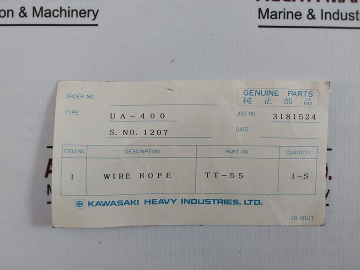 Kawasaki Ua-400 Wire Rope Tt-55 1,3,4 3B-migt 419-000.055