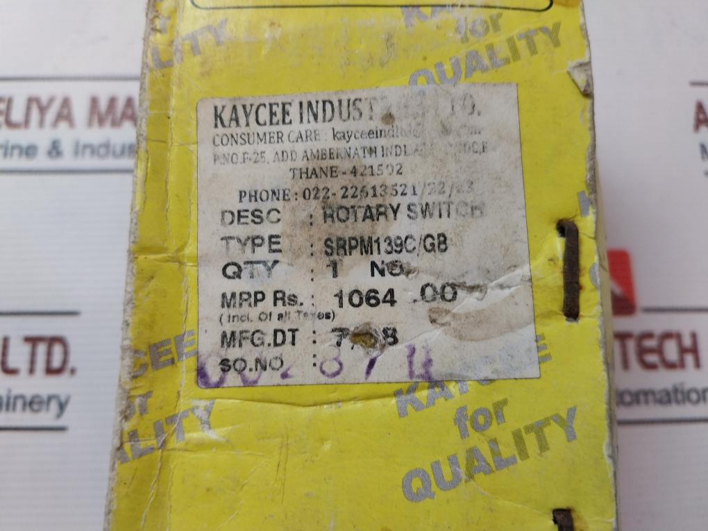 Kaycee Srpm139c Rotary Switch 16a, 440v