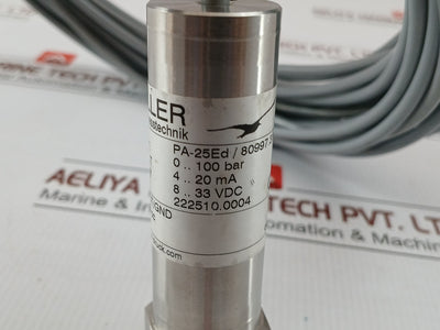 Keller Pressure Transmitter 0-100Bar 4-20Ma 14.5M Part No Pa-25Ed/80997.31