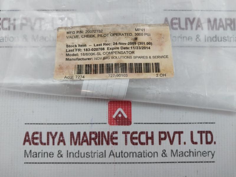 Kepner Pilot Operated Check Valve 3000Psi 2712P6