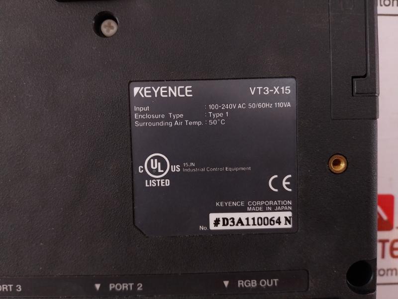 Keyence Vt3-x15 Operator Interface Panel 100-240v Ac 50/60hz 110va