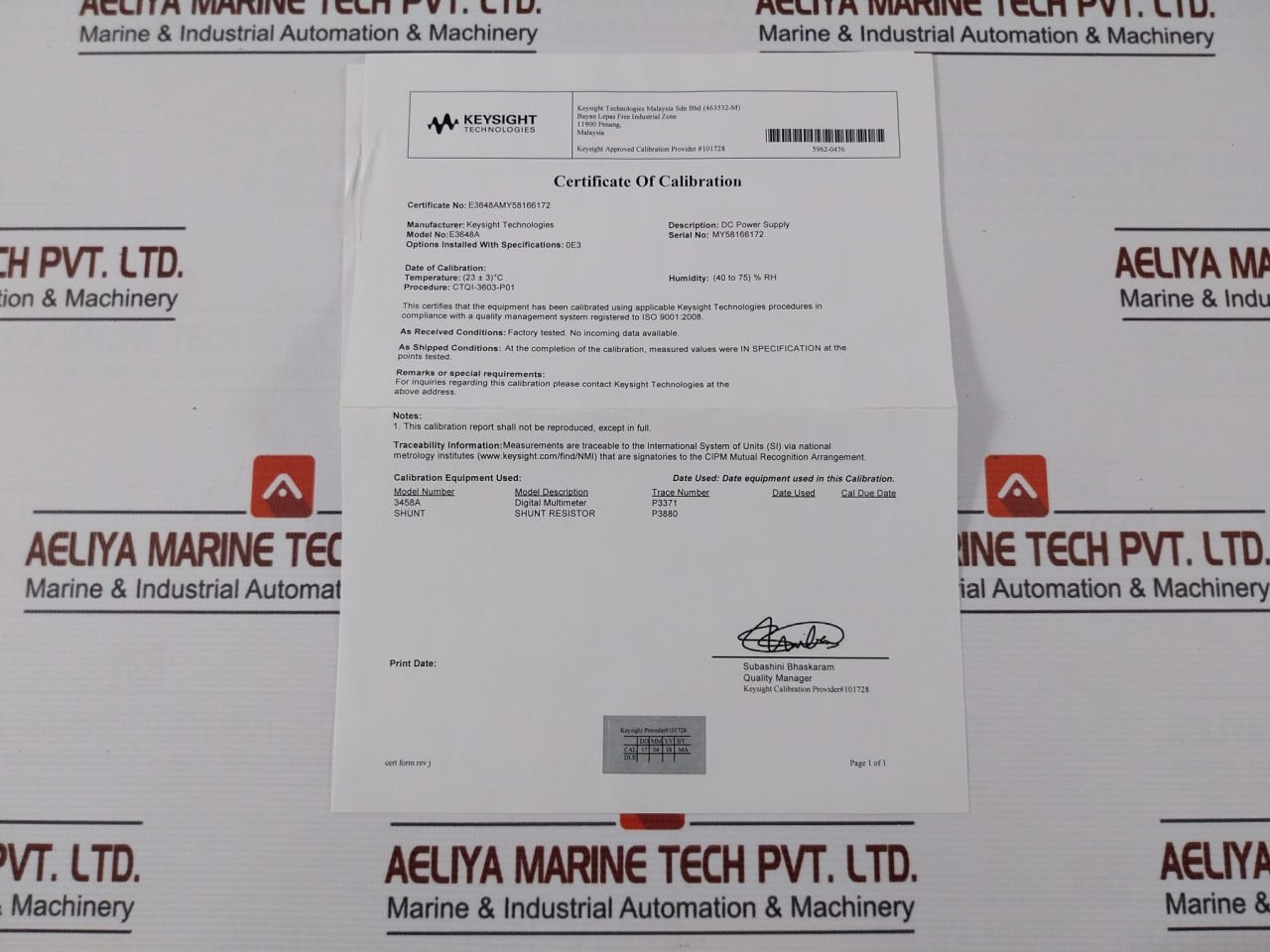 Keysight E3648A Dual Output Dc Power Supply 47–63Hz 400Va