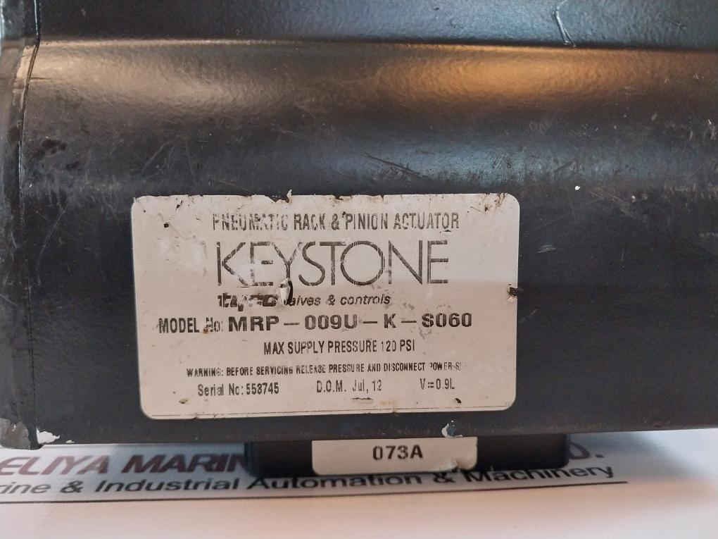 Keystone Mrp-009U-k-s060 Pneumatic Rack & Pinion Actuator 120 Psi