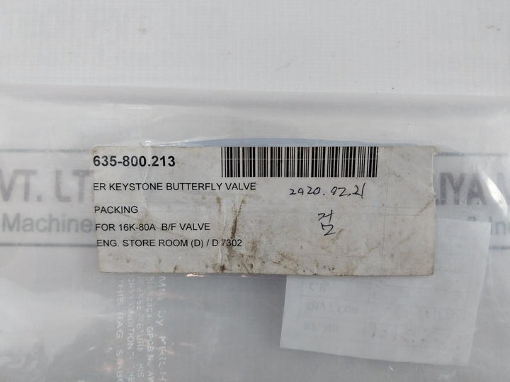 Keystone Packing Set For Butterfly Valve Soh31533.4 16K-80A 635-800.213 56A