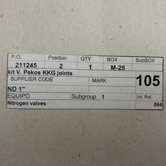 Kggg_ Dn 1” Pekos Cryogenic Valve Joint Kit