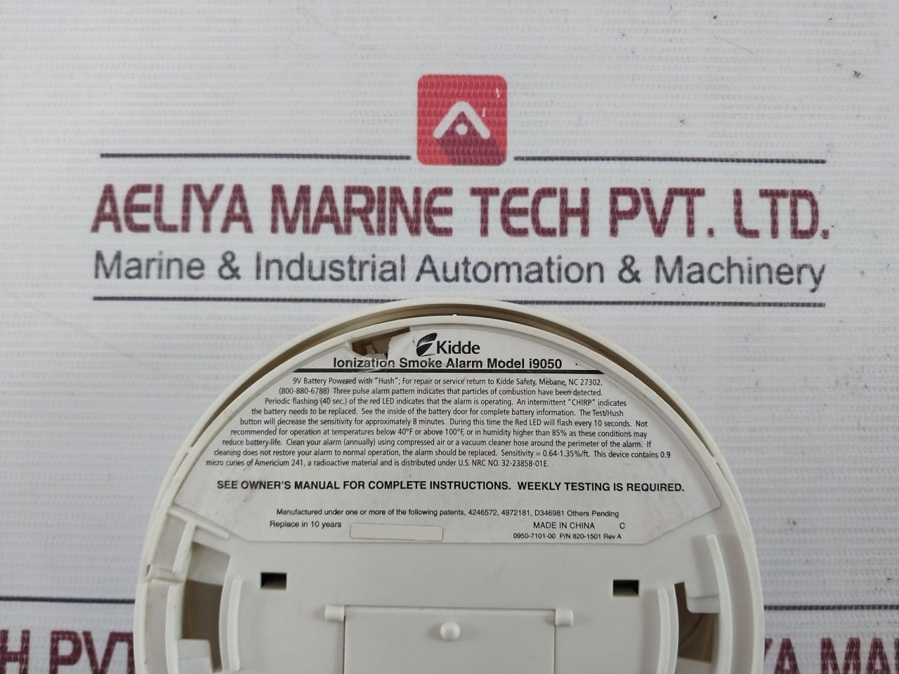 Kidde I9050 Ionization Single Station Smoke Alarm Rev-a 820-1501