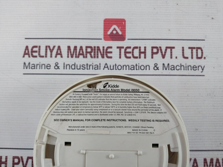 Kidde I9050 Ionization Single Station Smoke Alarm Rev-a 820-1501