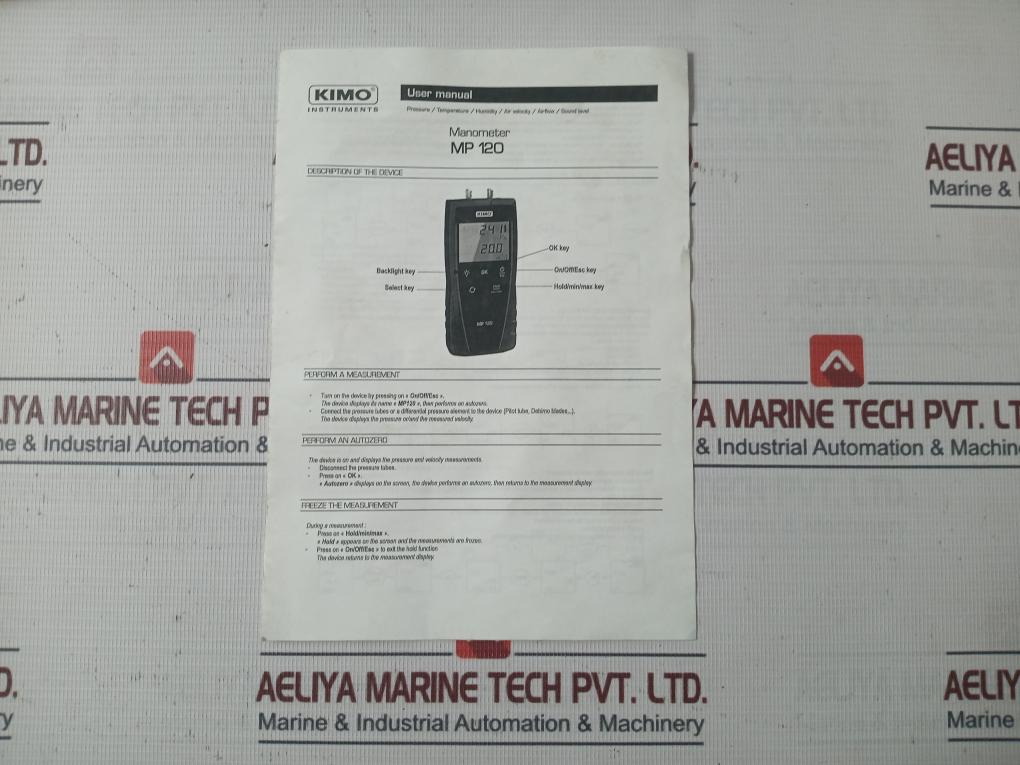 Kimo Mp 120 Manometer Measuring And Testing Equipment Set