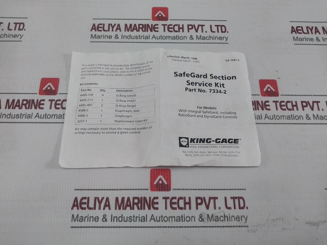 King Engineering 7334-2 Safe Guard Service Kit Rev:B