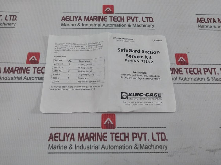 King Engineering 7334-2 Safe Guard Service Kit Rev:B