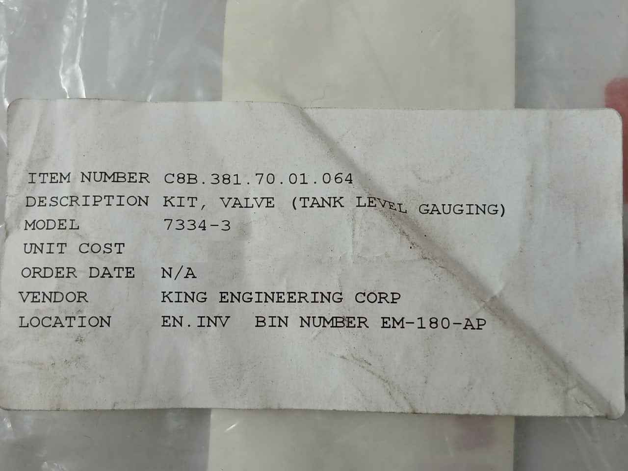 King Engineering 7334-3 Liquid Level Gauging System Valve Replacement Kit