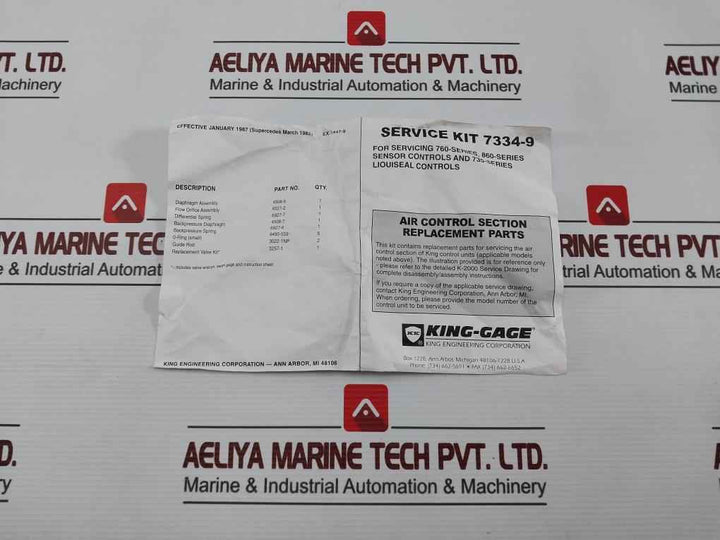 King Engineering 7334-9-1 Control Service Kit