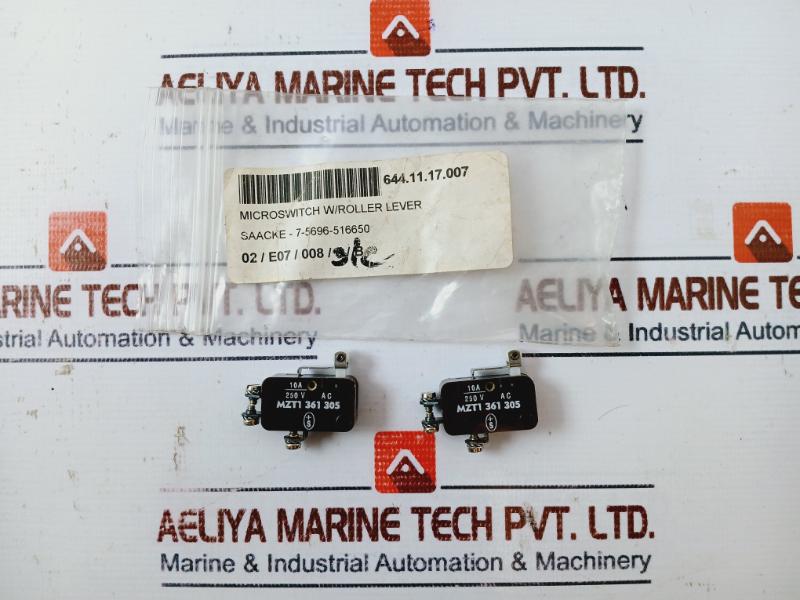 Kissling MZT1 361 305 Microswitch with Roller Lever 10A 250V