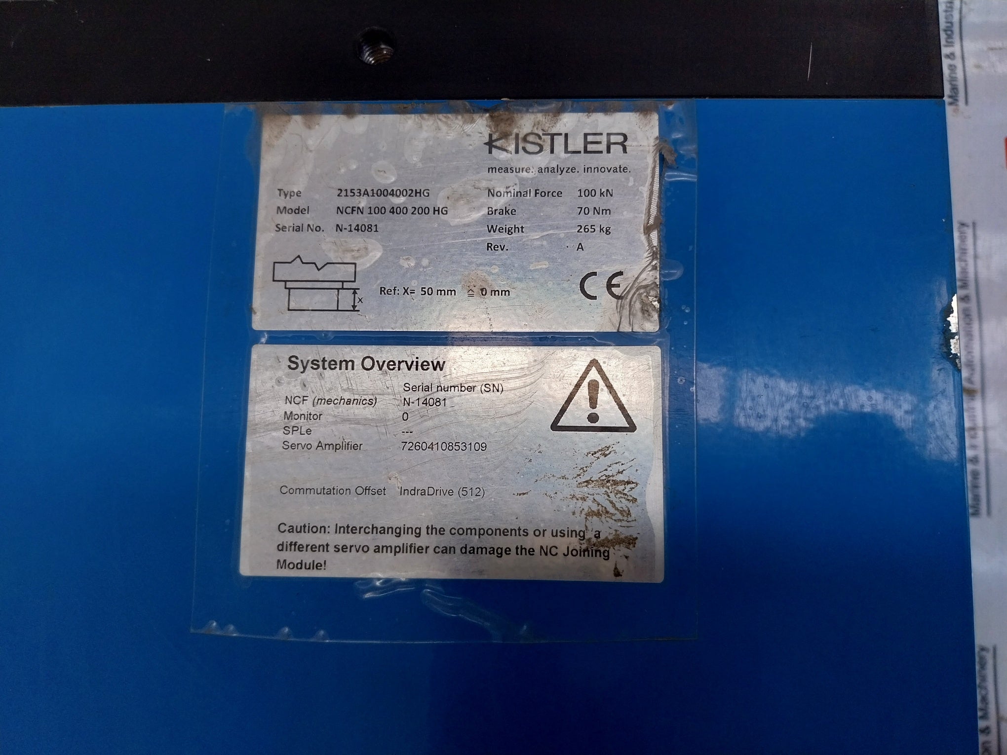 Kistler Ncfn 100400200 Hg Electromechanical Nc Joining Module Rev A R911311853