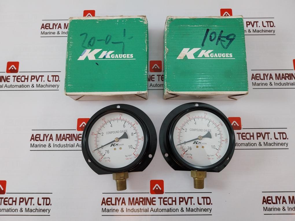KK GAUGES 100-C-B 028 Compound Gauge 3/8 PT, 30-0-10KG