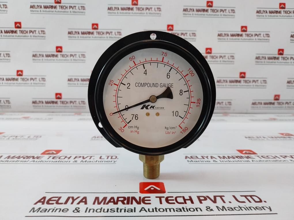 KK GAUGES 100-C-B 028 Compound Gauge 3/8 PT, 30-0-10KG