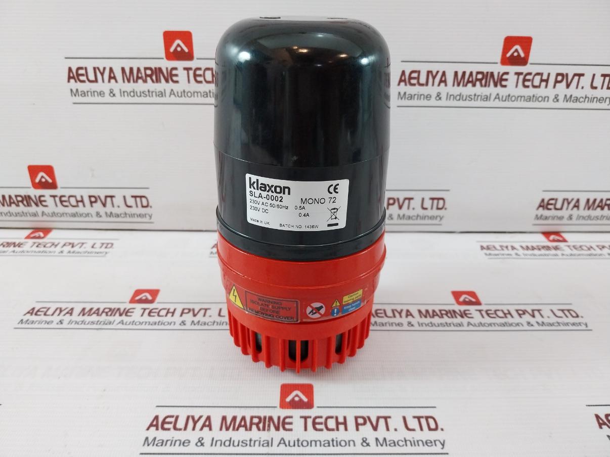 Klaxon Sla-0002 Mono 72 Electric Motor Signalling Emergency Siren 230Vac 50/60Hz