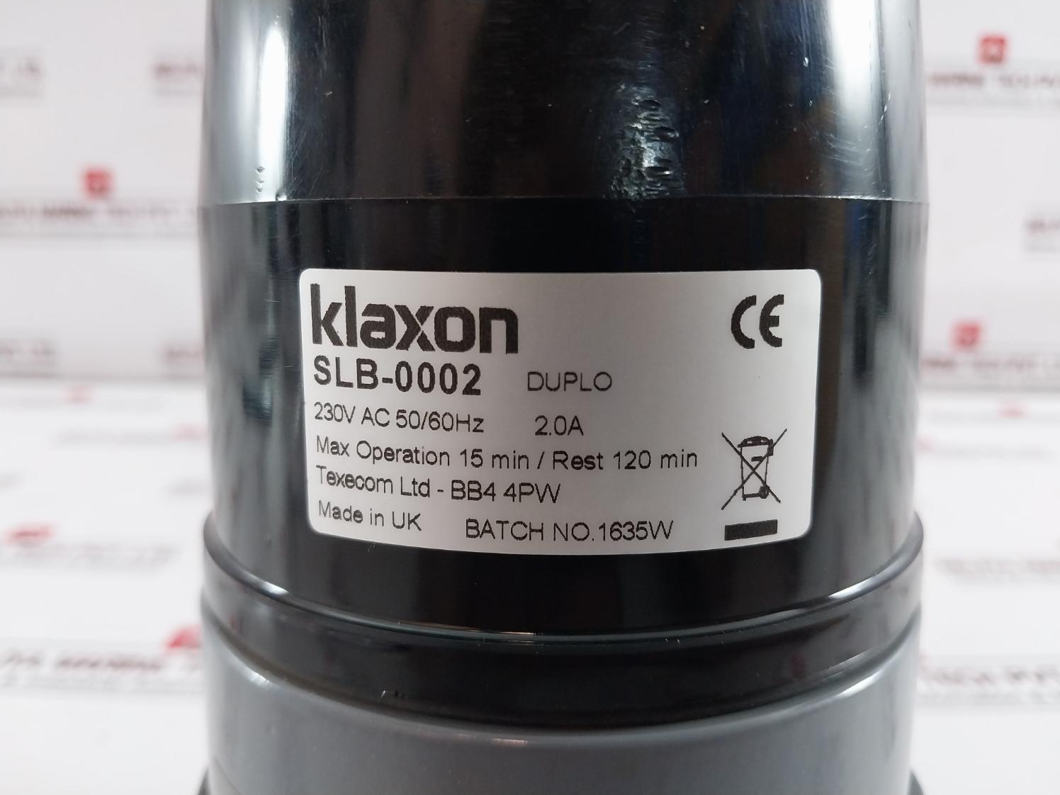 Klaxon Slb-0002 Duplo Siren For Engine Room And Telephone Alarm 230Vac/Dc