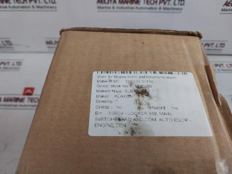 Klaxon Slb-0002 Siren For Engine Room And Telephone Alarm 230V Ac 1600 Hz