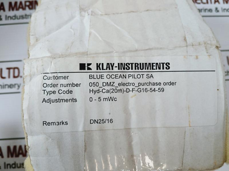 Klay Instruments Hyd-ca(20M)-d-f-g16-54-59 Level Transmitter W/ Cable 13-36Vdc
