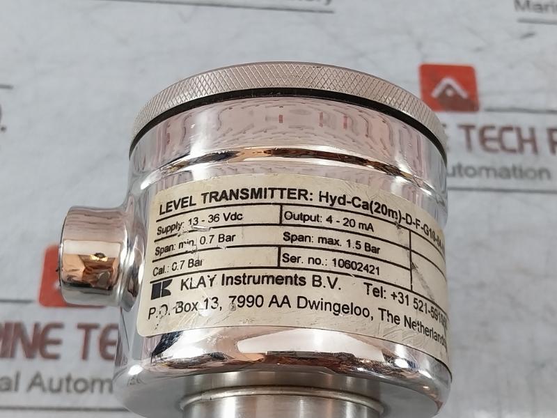 Klay Instruments Hyd-ca(20M)-d-f-g16-54-59 Pressure Transmitter W/ Cable