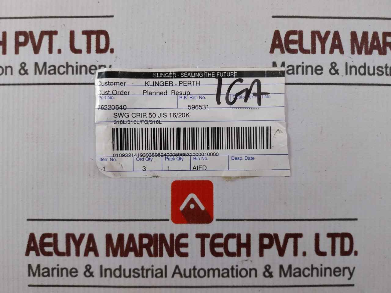 Klinger 316L/316L/Fg/316L Swg Crir 50 Spiral Wound Gasket 76220640