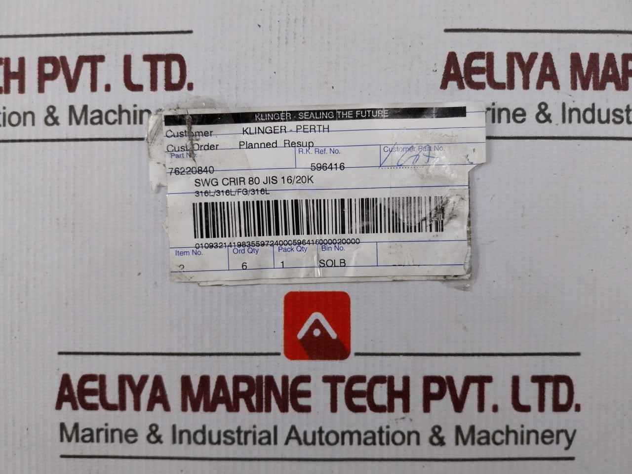 Klinger 76220840 Spiral Wound Metallic Gasket 316L/316L/Fg/316L