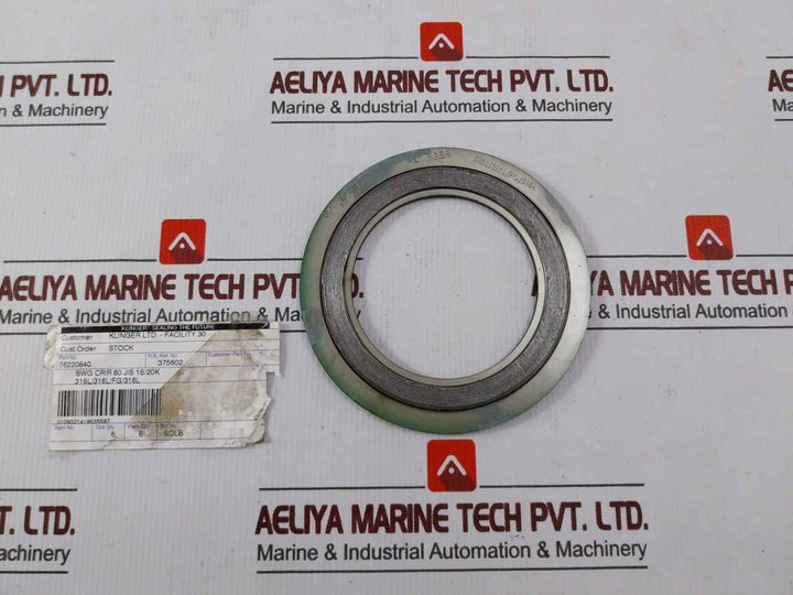 Klinger 76220840 Spiral Wound Metallic Gasket 316L/316L/Fg/316L