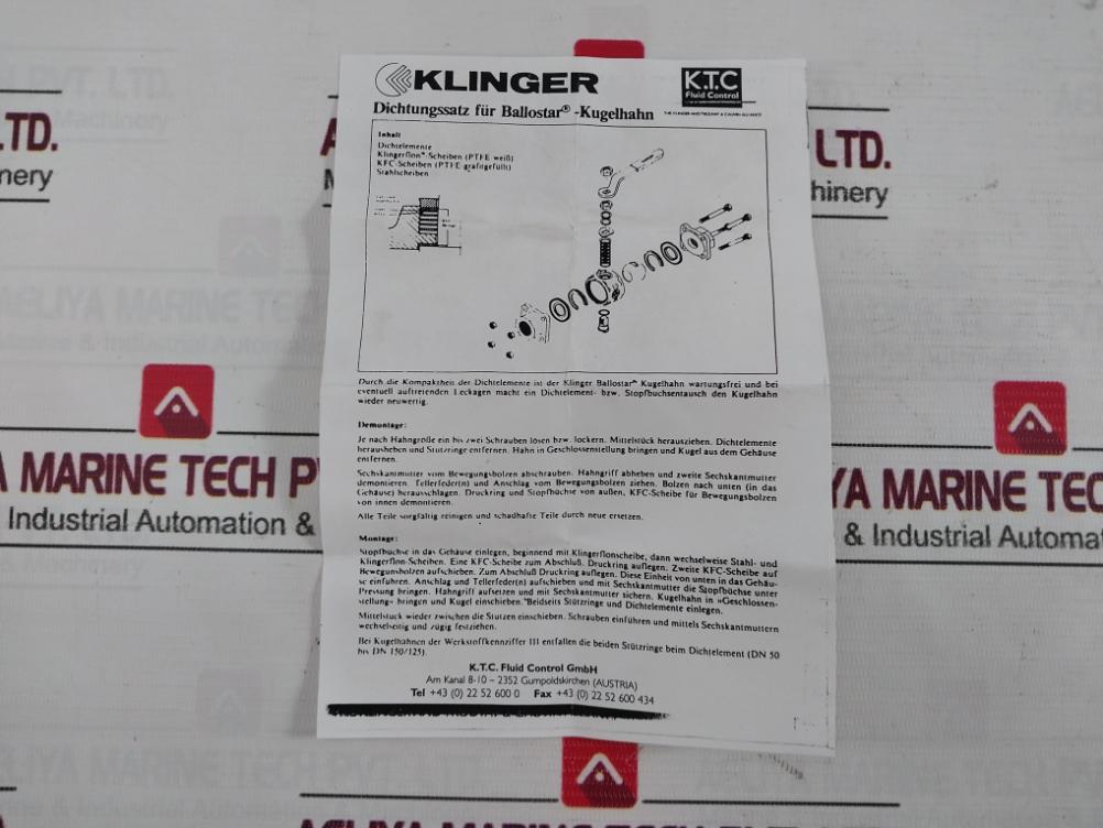 Klinger Pn 63 Sealing Kit For Ball Valve R00340 Dn 32/35