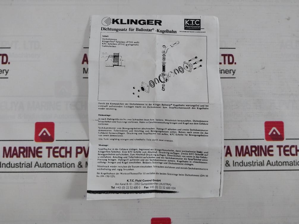 Klinger Pn 63 Sealing Kit For Ball Valve R00340 Dn 32/35