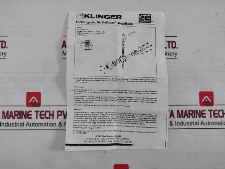 Klinger Pn 63 Sealing Kit For Ball Valve R00340 Dn 32/35