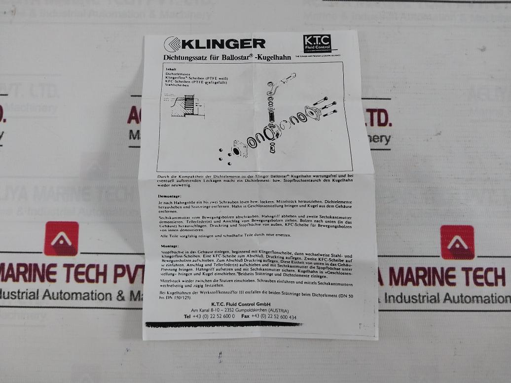 Klinger Pn 63 Sealing Kit For Ball Valve R00340 Dn 32/35