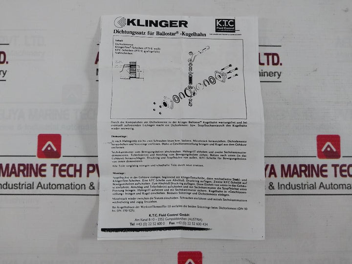 Klinger Pn 63 Sealing Kit For Ball Valve R00340 Dn 32/35