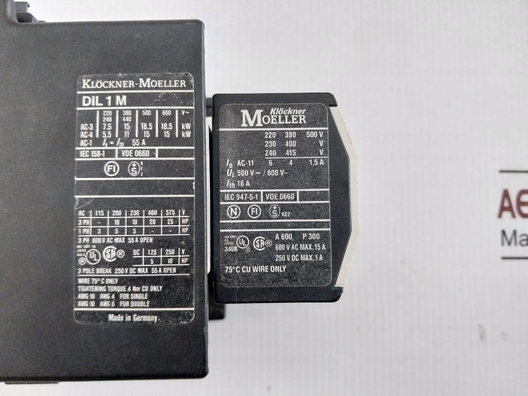 Klockner Moeller 22 Dil M Auxiliary Contact Block 500V 220V 50/60Hz